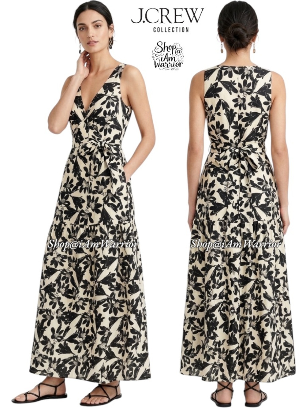 J.Crew Collection rare silk linen floral wrap maxi dress *shop@iAmWarrior